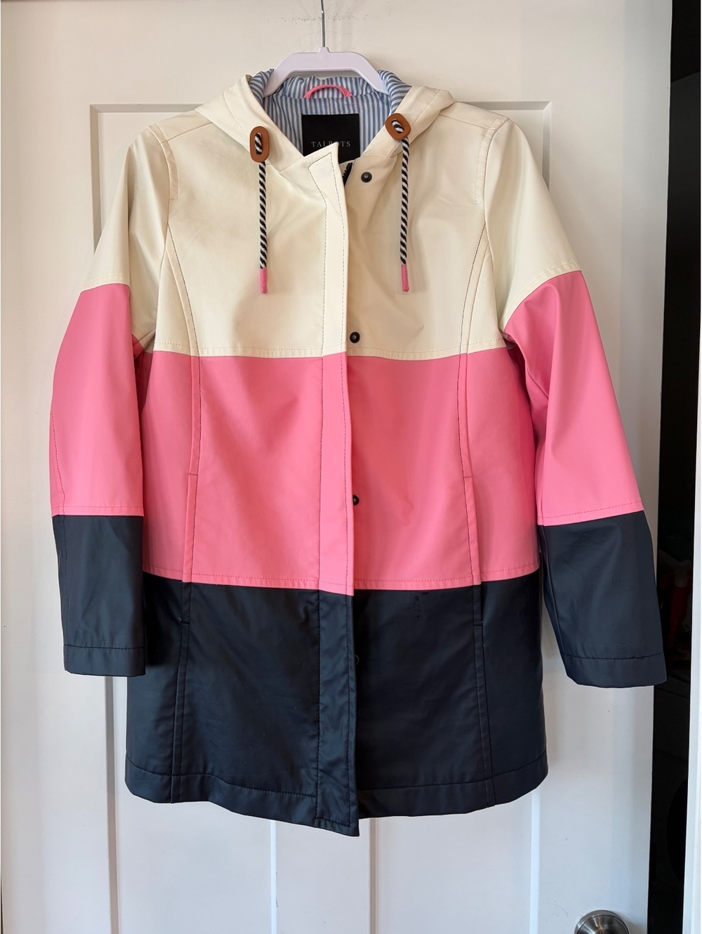 Talbots Colorblock Hooded Rain Jacket — Size S